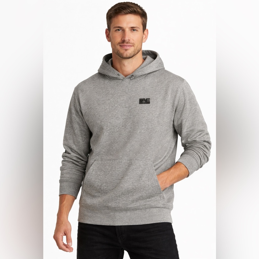 American Eagle Outfitters Men’s Gray Textured Hoodie - Size Medium